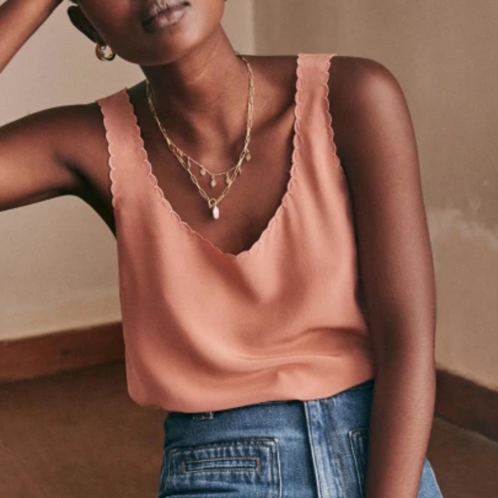 Sezane Lucie Silk Top Blush